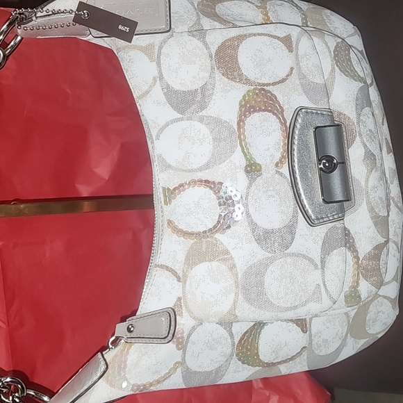 Coach Shimmery Signature Shoulder Bag Nwt - Picture 15 of 15